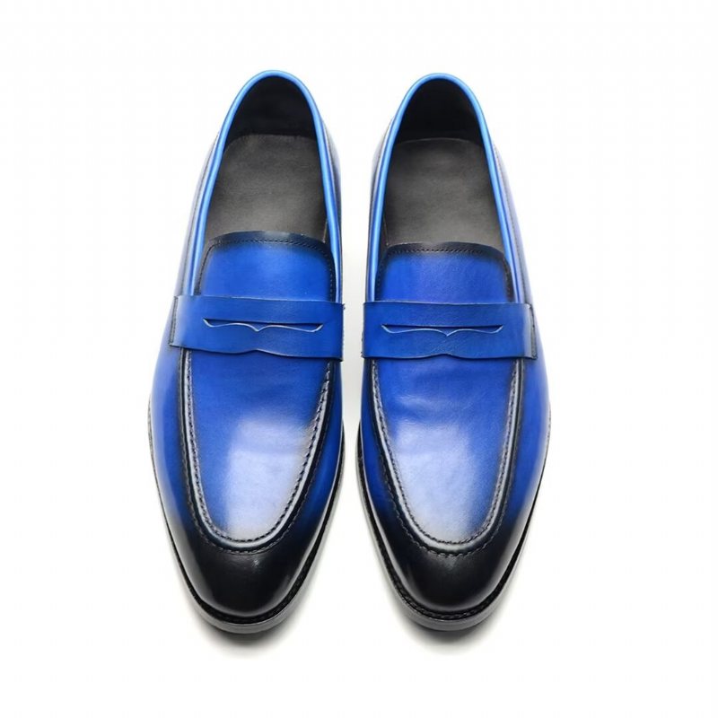 Ανδρικά Επίσημα Παπούτσια Sleek Slip-on Cow Leather Elegance - Μπλε