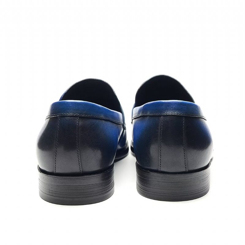 Ανδρικά Επίσημα Παπούτσια Sleek Slip-on Cow Leather Elegance - Μπλε