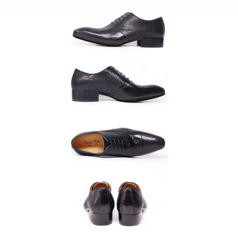 Ανδρικά Επίσημα Παπούτσια Snakeskin Elegance Lace-up Brogue Φόρεμα - Μαύρο