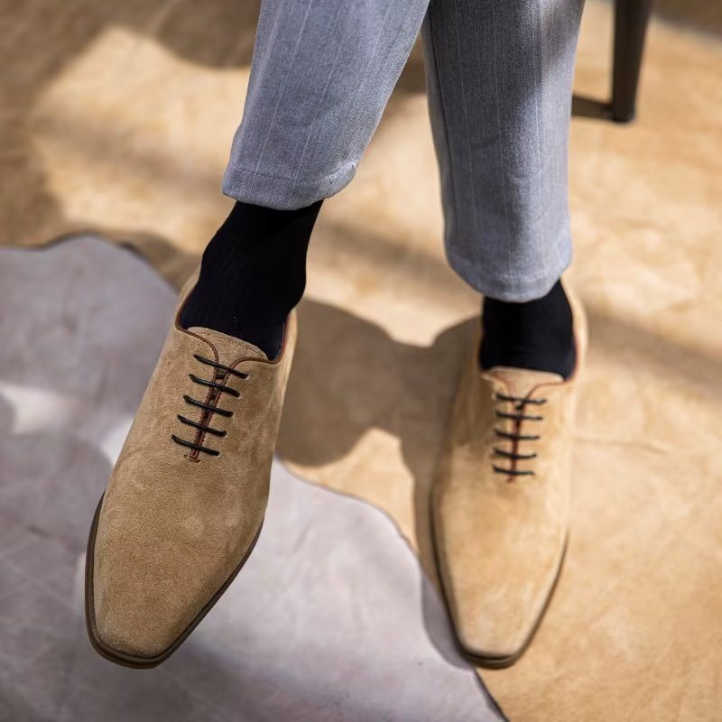 Ανδρικά Επίσημα Παπούτσια Suede Elegance Oxford Φόρεμα - Μπεζ