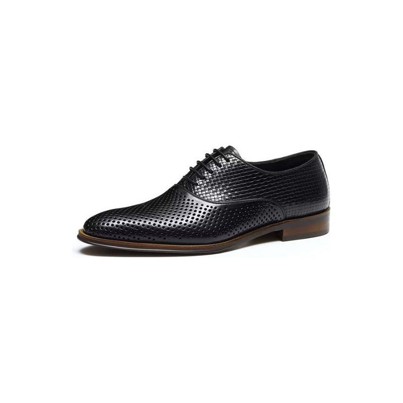 Ανδρικά Επίσημα Παπούτσια Ανάγλυφα Elegance Exotic Round Toe Oxford Φόρεμα - Μαύρο