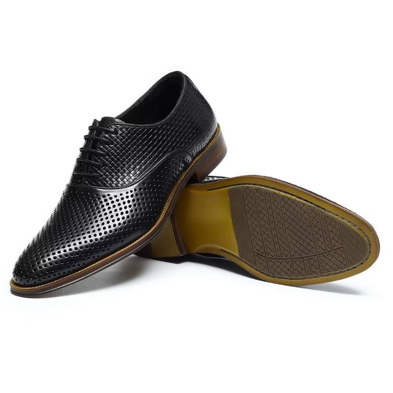 Ανδρικά Επίσημα Παπούτσια Ανάγλυφα Elegance Exotic Round Toe Oxford Φόρεμα - Μαύρο