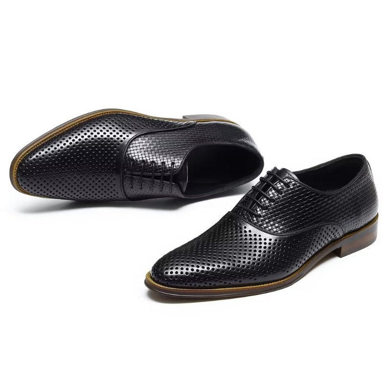 Ανδρικά Επίσημα Παπούτσια Ανάγλυφα Elegance Exotic Round Toe Oxford Φόρεμα - Μαύρο