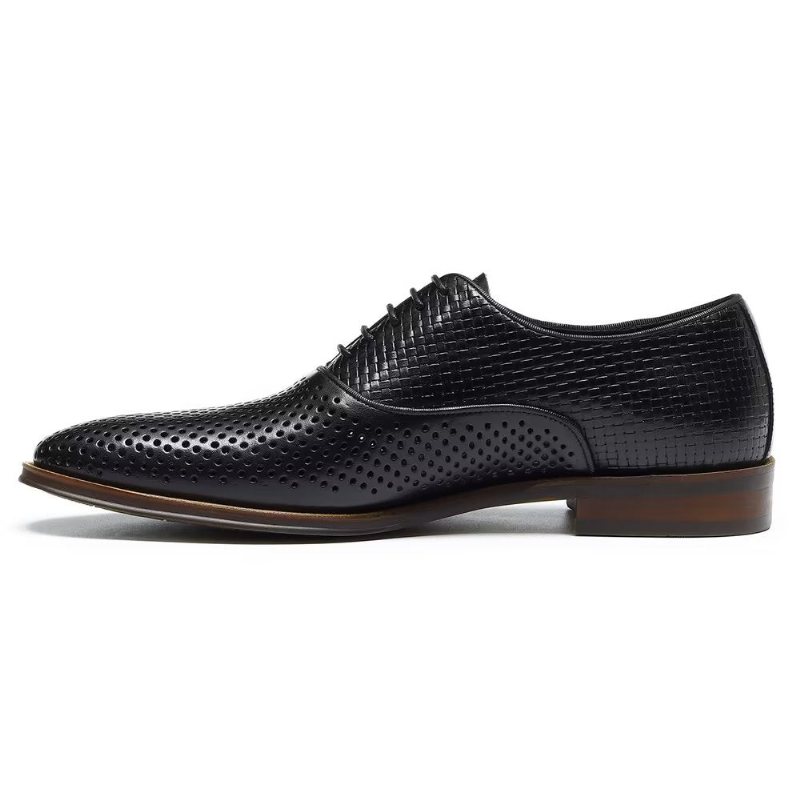 Ανδρικά Επίσημα Παπούτσια Ανάγλυφα Elegance Exotic Round Toe Oxford Φόρεμα - Μαύρο