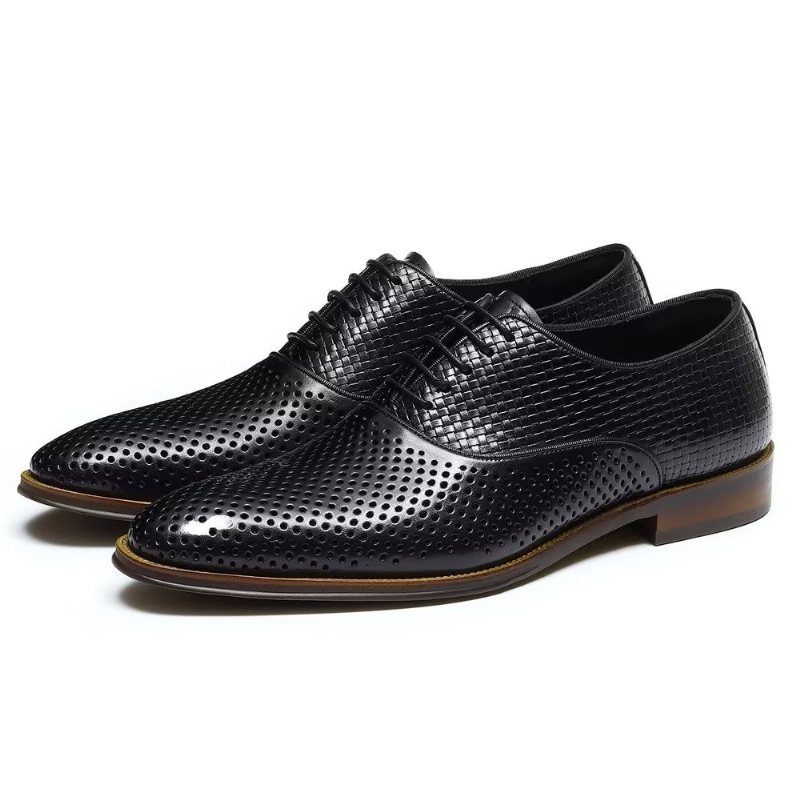 Ανδρικά Επίσημα Παπούτσια Ανάγλυφα Elegance Exotic Round Toe Oxford Φόρεμα - Μαύρο