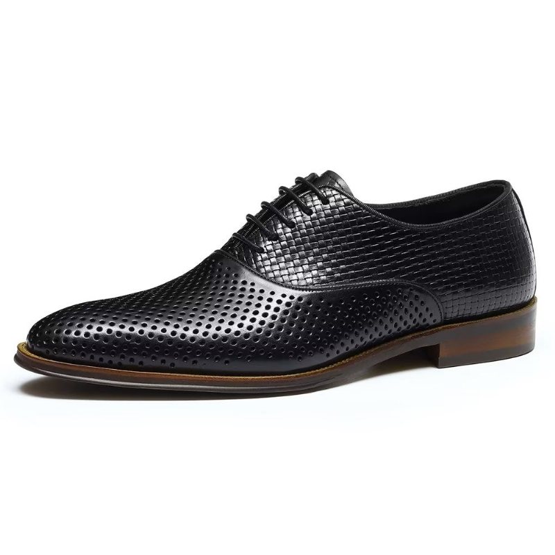 Ανδρικά Επίσημα Παπούτσια Ανάγλυφα Elegance Exotic Round Toe Oxford Φόρεμα - Μαύρο