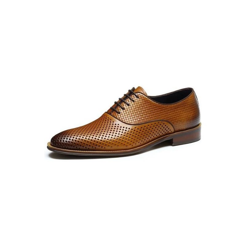 Ανδρικά Επίσημα Παπούτσια Ανάγλυφα Elegance Exotic Round Toe Oxford Φόρεμα - Καφέ