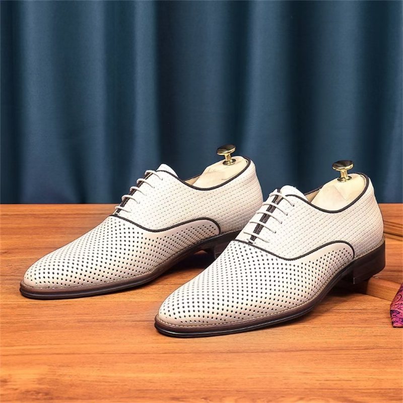 Ανδρικά Επίσημα Παπούτσια Ανάγλυφα Elegance Exotic Round Toe Oxford Φόρεμα - Μπεζ