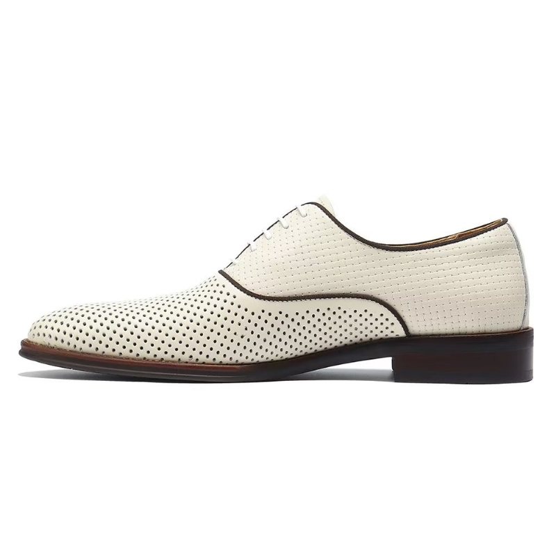 Ανδρικά Επίσημα Παπούτσια Ανάγλυφα Elegance Exotic Round Toe Oxford Φόρεμα - Μπεζ