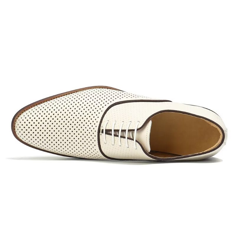 Ανδρικά Επίσημα Παπούτσια Ανάγλυφα Elegance Exotic Round Toe Oxford Φόρεμα - Μπεζ