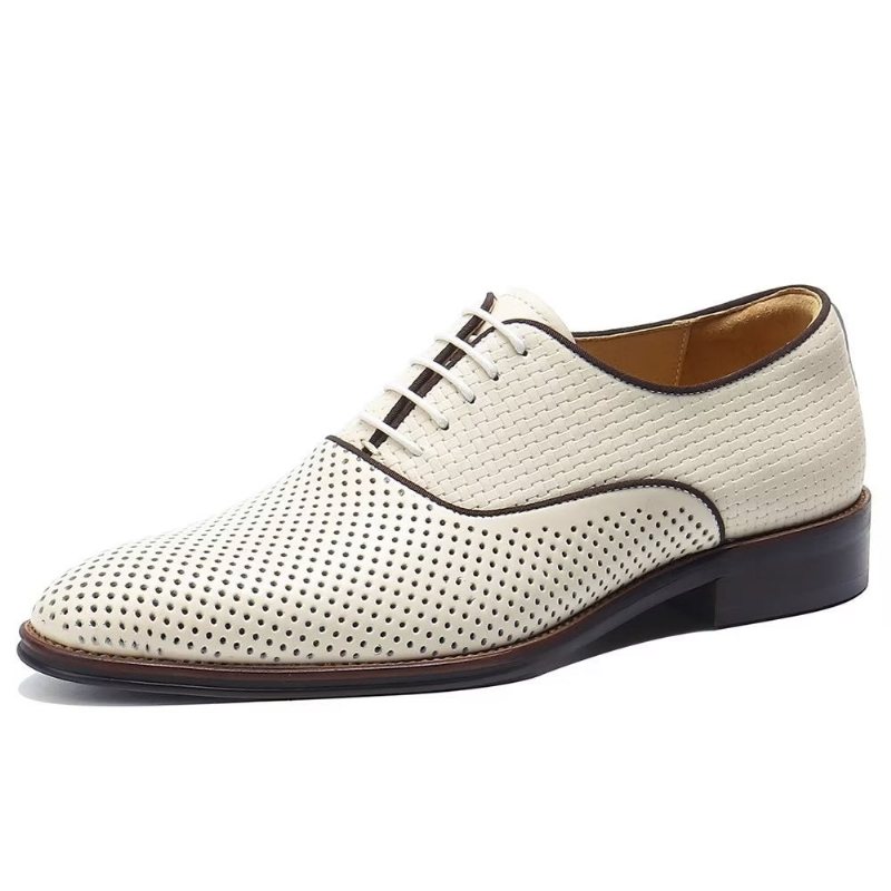 Ανδρικά Επίσημα Παπούτσια Ανάγλυφα Elegance Exotic Round Toe Oxford Φόρεμα - Μπεζ