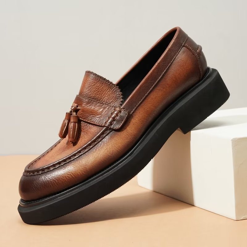 Ανδρικά Επίσημα Παπούτσια Ανάγλυφα Elegance Slip-on Φόρεμα - Καφές