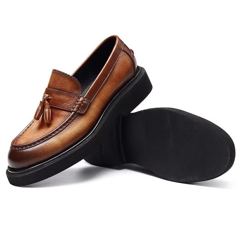 Ανδρικά Επίσημα Παπούτσια Ανάγλυφα Elegance Slip-on Φόρεμα - Καφές