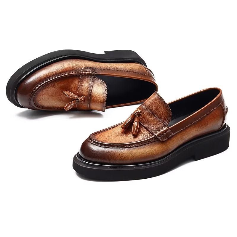 Ανδρικά Επίσημα Παπούτσια Ανάγλυφα Elegance Slip-on Φόρεμα - Καφές