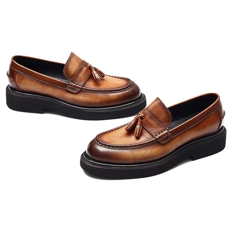 Ανδρικά Επίσημα Παπούτσια Ανάγλυφα Elegance Slip-on Φόρεμα - Καφές