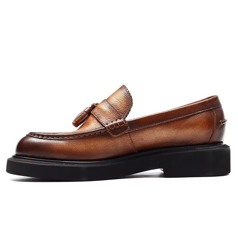 Ανδρικά Επίσημα Παπούτσια Ανάγλυφα Elegance Slip-on Φόρεμα - Καφές