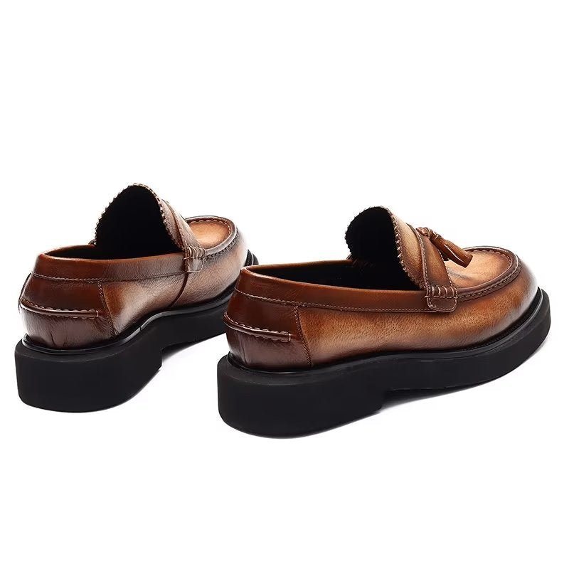 Ανδρικά Επίσημα Παπούτσια Ανάγλυφα Elegance Slip-on Φόρεμα - Καφές