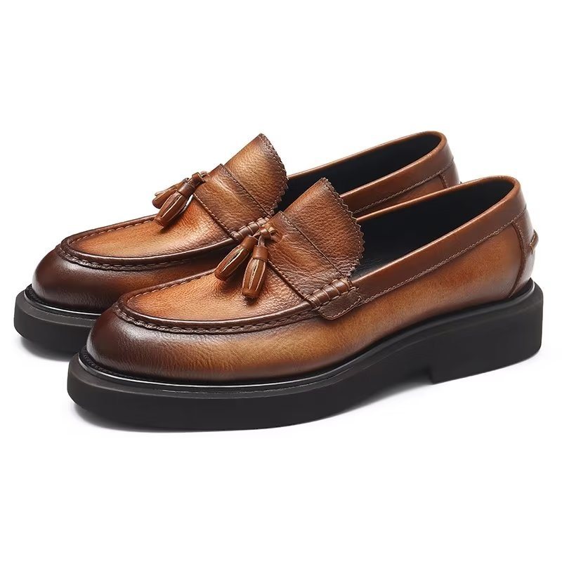 Ανδρικά Επίσημα Παπούτσια Ανάγλυφα Elegance Slip-on Φόρεμα - Καφές