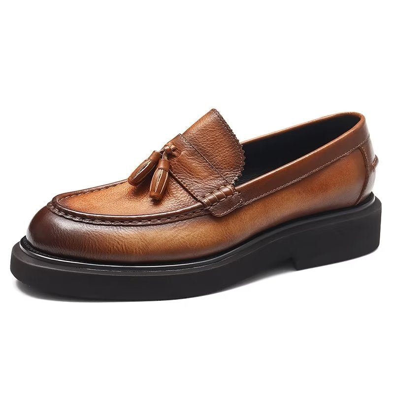 Ανδρικά Επίσημα Παπούτσια Ανάγλυφα Elegance Slip-on Φόρεμα - Καφές