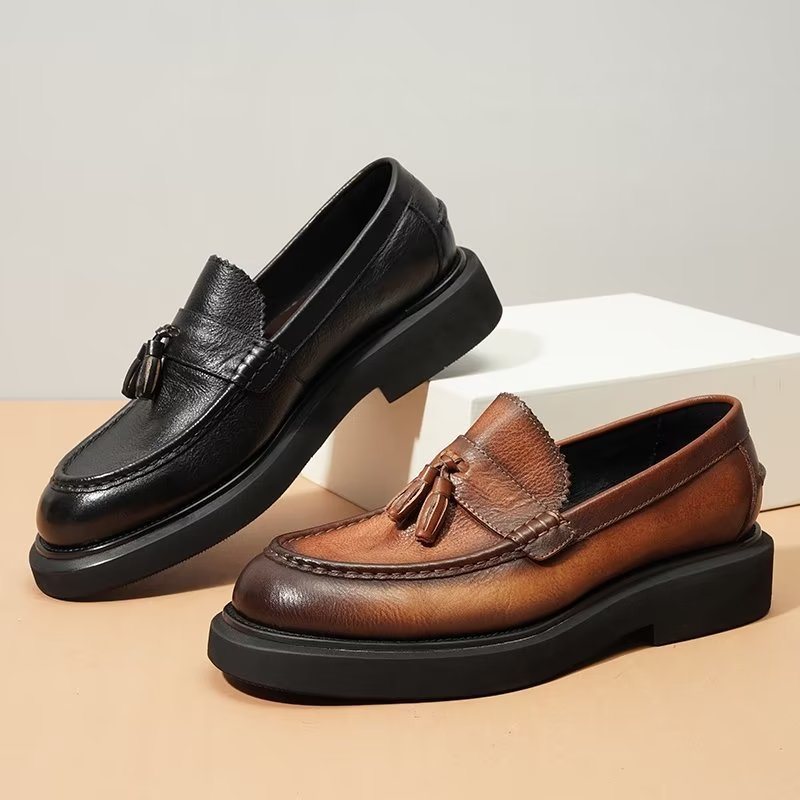 Ανδρικά Επίσημα Παπούτσια Ανάγλυφα Elegance Slip-on Φόρεμα - Μαύρο