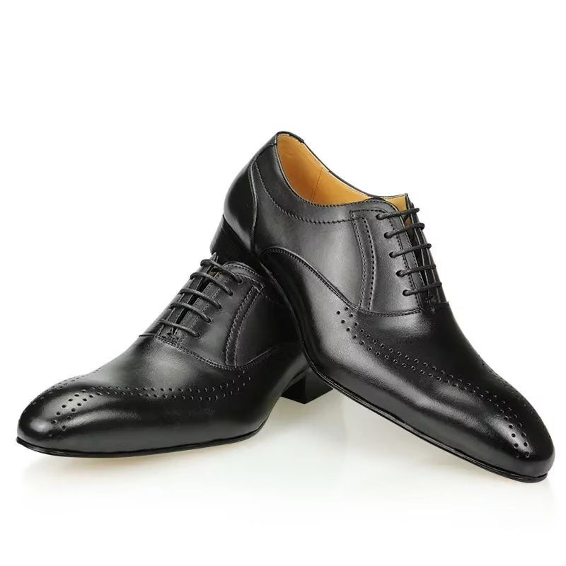 Ανδρικά Επίσημα Παπούτσια Γνήσιο Δέρμα Chic Wedding Brogues - Μαύρος