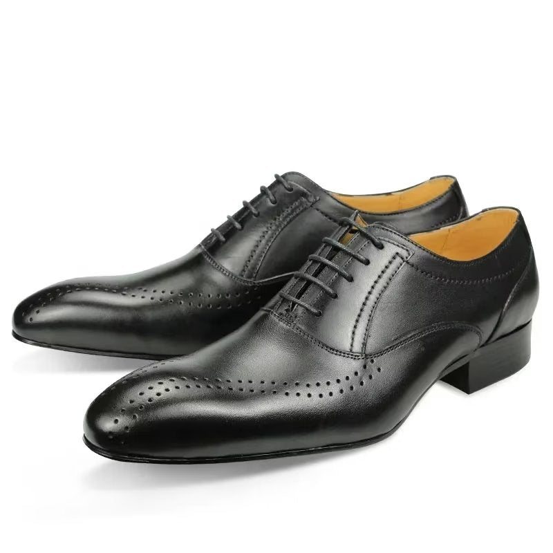 Ανδρικά Επίσημα Παπούτσια Γνήσιο Δέρμα Chic Wedding Brogues - Μαύρος