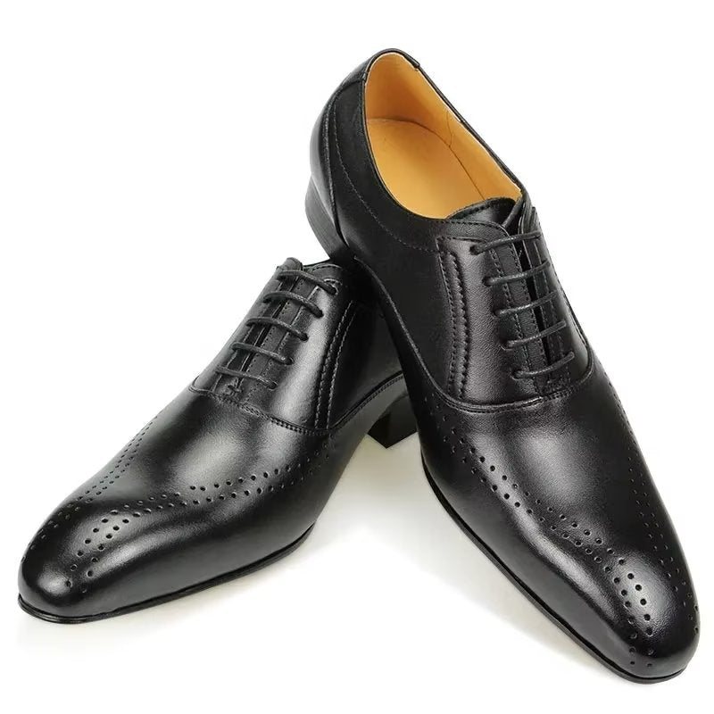 Ανδρικά Επίσημα Παπούτσια Γνήσιο Δέρμα Chic Wedding Brogues - Μαύρος