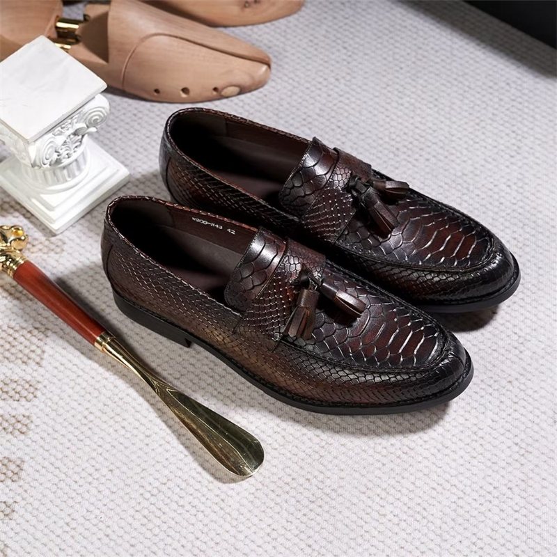 Ανδρικά Επίσημα Παπούτσια Γυαλισμένα Executive Slip-on Φόρεμα - Καφέ