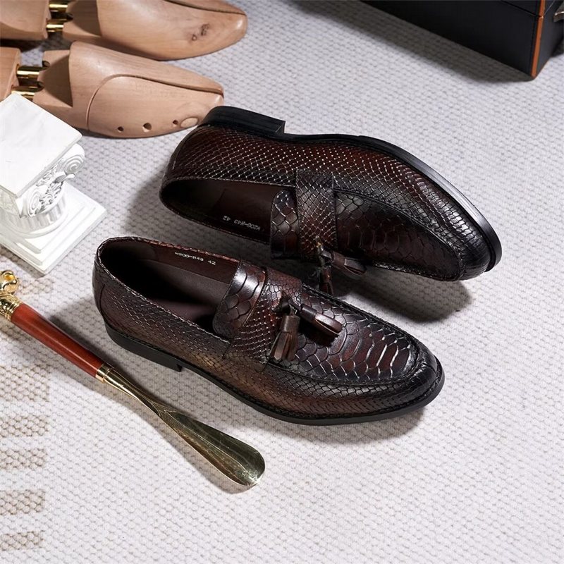 Ανδρικά Επίσημα Παπούτσια Γυαλισμένα Executive Slip-on Φόρεμα - Καφέ