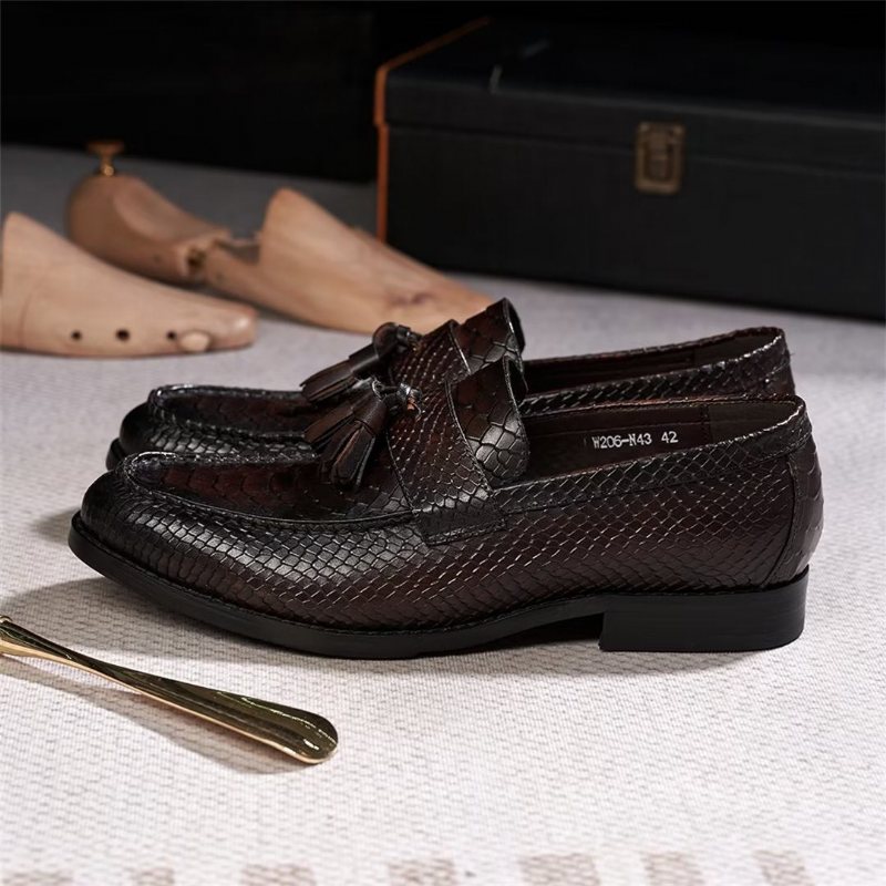 Ανδρικά Επίσημα Παπούτσια Γυαλισμένα Executive Slip-on Φόρεμα - Καφέ