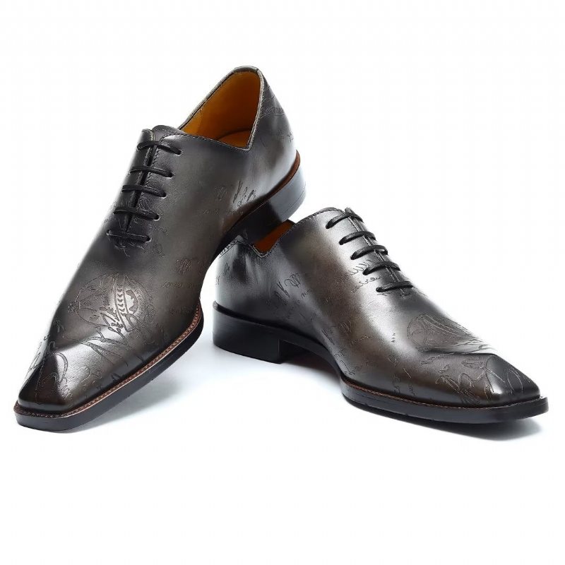 Ανδρικά Επίσημα Παπούτσια Δερμάτινα Brogue Oxford - Γκρι