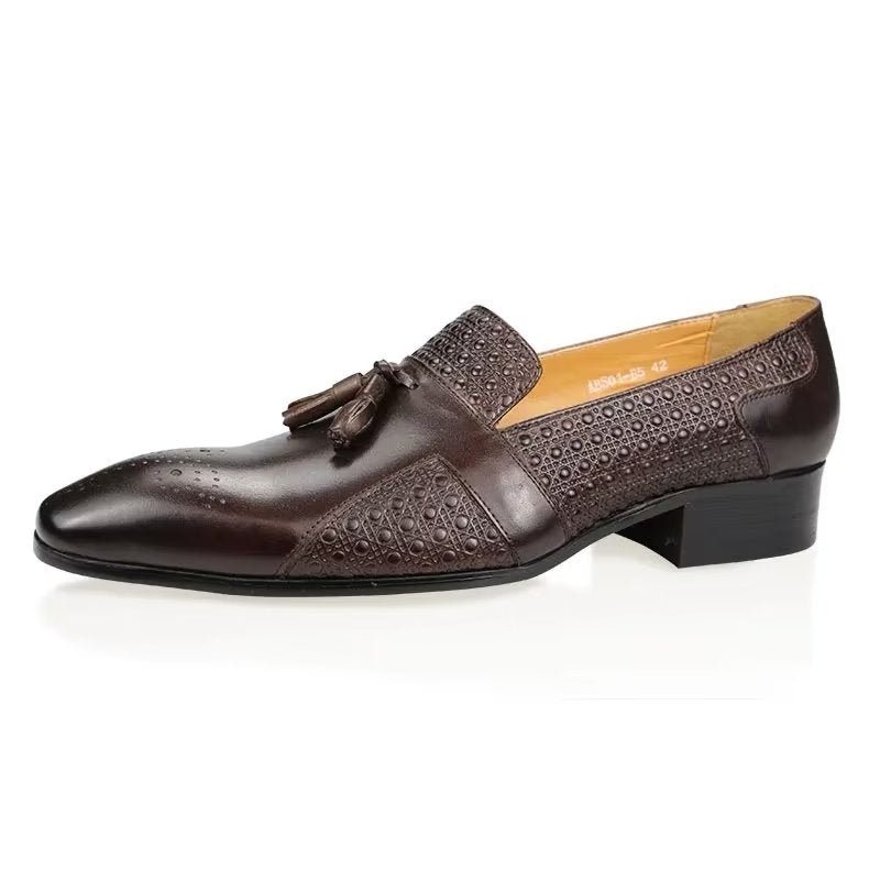 Ανδρικά Επίσημα Παπούτσια Δερμάτινα Brogue Oxford Wedding Loafers - Καφές