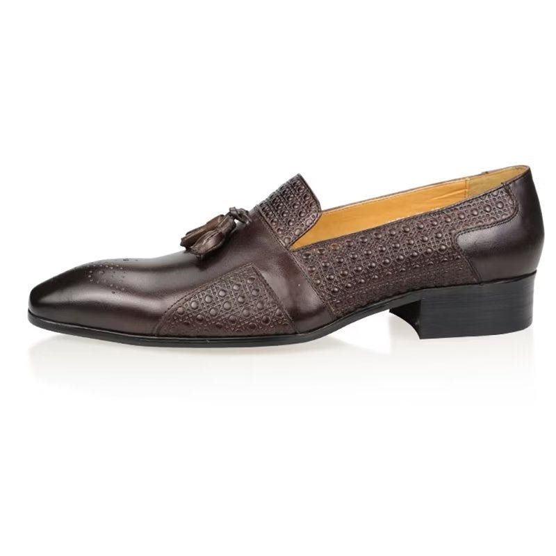 Ανδρικά Επίσημα Παπούτσια Δερμάτινα Brogue Oxford Wedding Loafers - Καφές