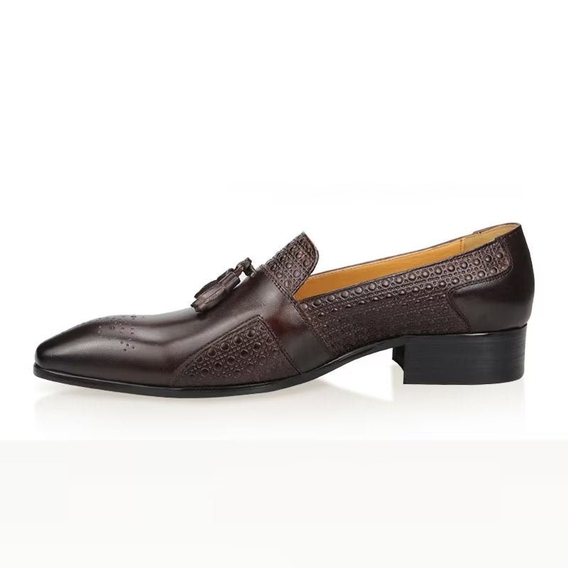 Ανδρικά Επίσημα Παπούτσια Δερμάτινα Brogue Oxford Wedding Loafers - Καφές