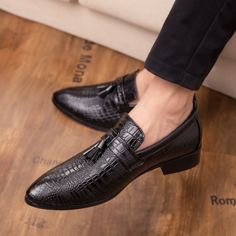 Ανδρικά Επίσημα Παπούτσια Δερμάτινα Chic Business Loafers - Μαύρο