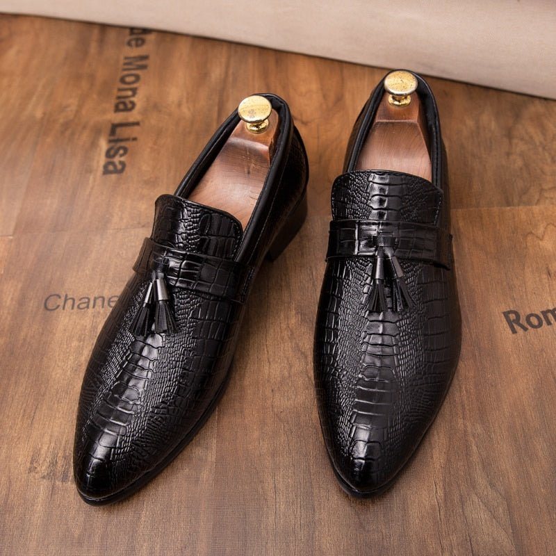 Ανδρικά Επίσημα Παπούτσια Δερμάτινα Chic Business Loafers - Μαύρο