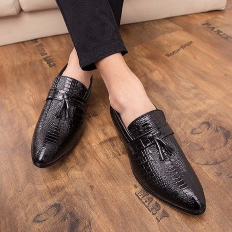 Ανδρικά Επίσημα Παπούτσια Δερμάτινα Chic Business Loafers - Μαύρο