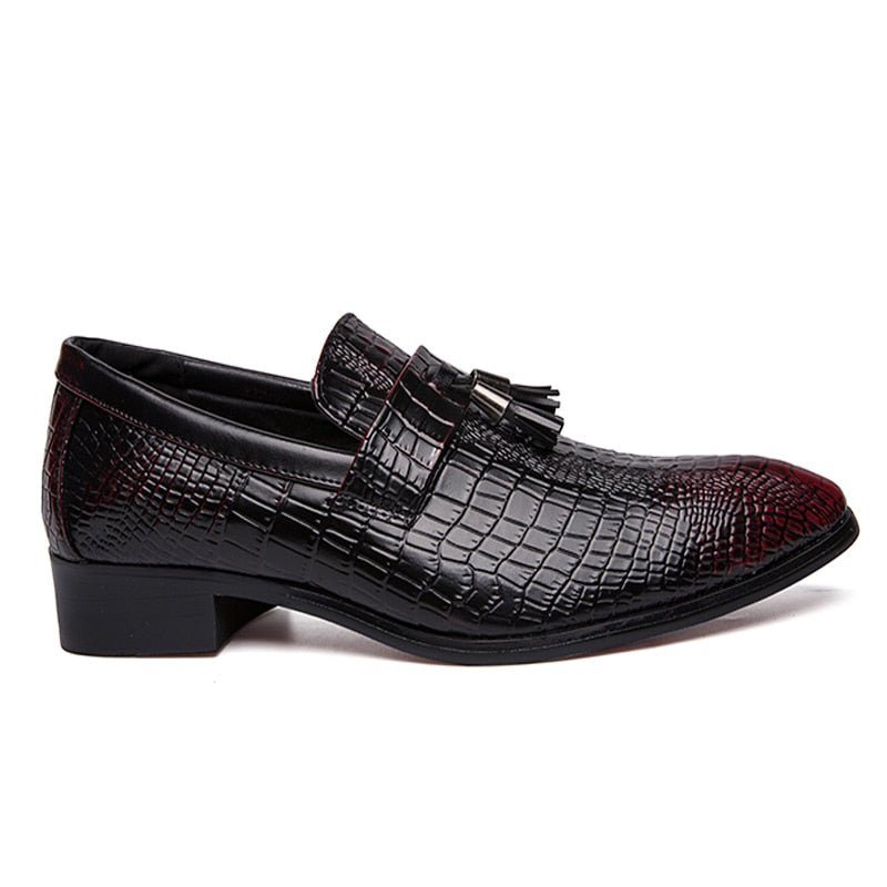 Ανδρικά Επίσημα Παπούτσια Δερμάτινα Chic Business Loafers - Κόκκινο