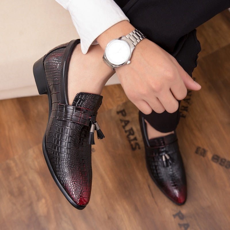 Ανδρικά Επίσημα Παπούτσια Δερμάτινα Chic Business Loafers - Κόκκινο