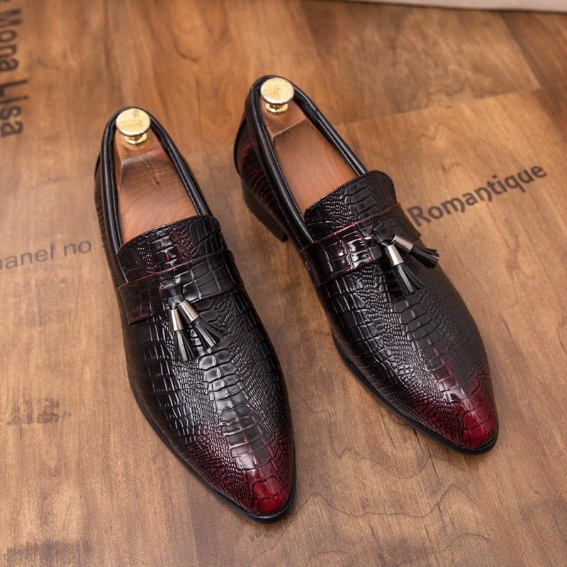 Ανδρικά Επίσημα Παπούτσια Δερμάτινα Chic Business Loafers - Κόκκινο