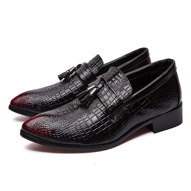 Ανδρικά Επίσημα Παπούτσια Δερμάτινα Chic Business Loafers - Κόκκινο