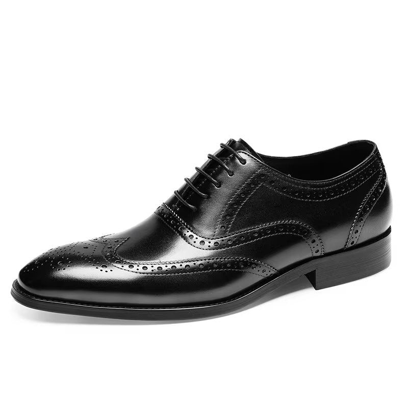 Ανδρικά Επίσημα Παπούτσια Δερμάτινα Lace-up Brogues - Μαύρο 