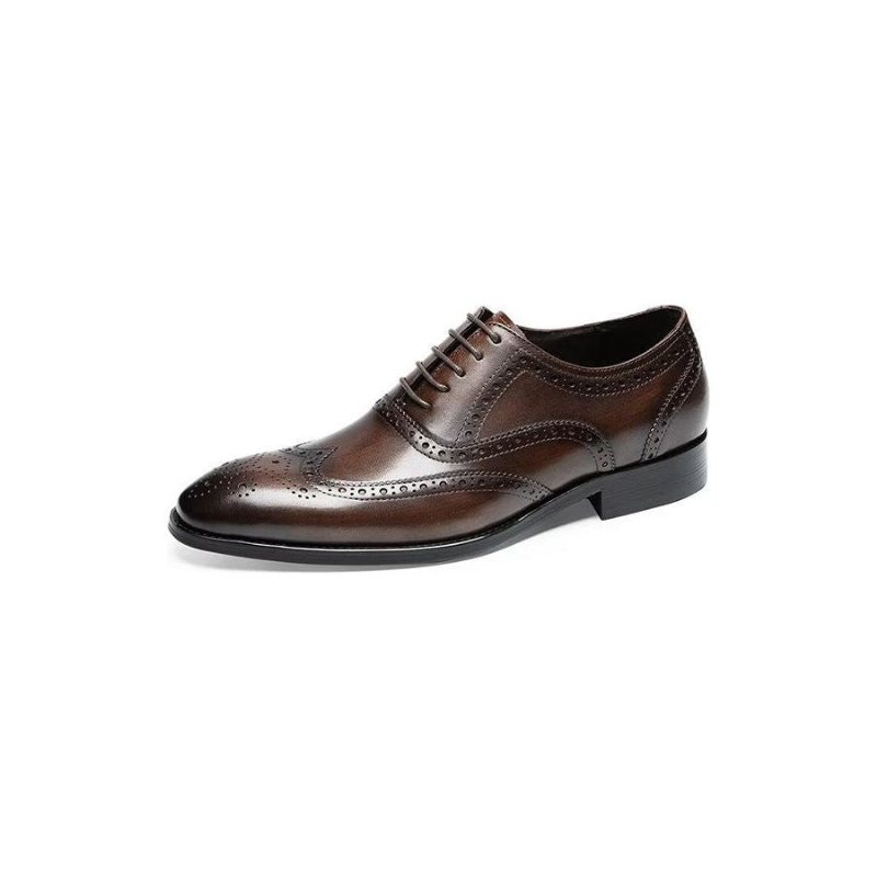 Ανδρικά Επίσημα Παπούτσια Δερμάτινα Lace-up Brogues - Καφές