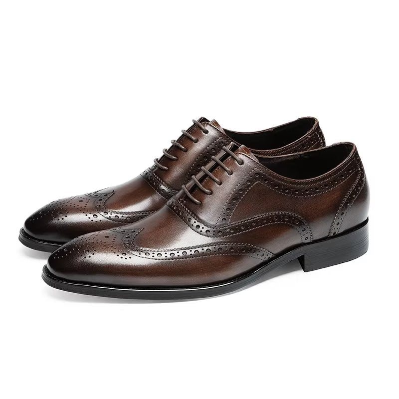 Ανδρικά Επίσημα Παπούτσια Δερμάτινα Lace-up Brogues - Καφές