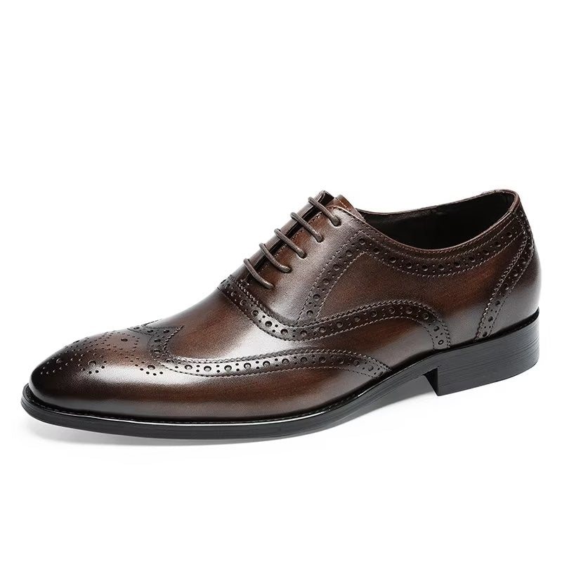 Ανδρικά Επίσημα Παπούτσια Δερμάτινα Lace-up Brogues - Καφές