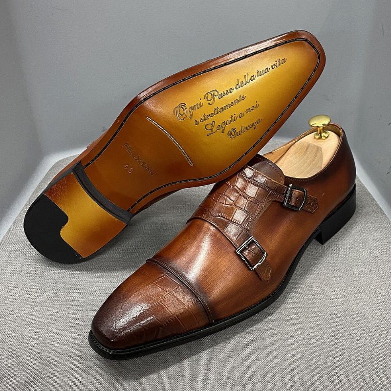 Ανδρικά Επίσημα Παπούτσια Κομψά Φόρεμα Crocblend Monk Strap - Καφές