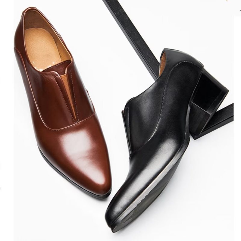 Ανδρικά Επίσημα Παπούτσια Με Ανάγλυφο Elegancelux Slip-on Φόρεμα - Καφές