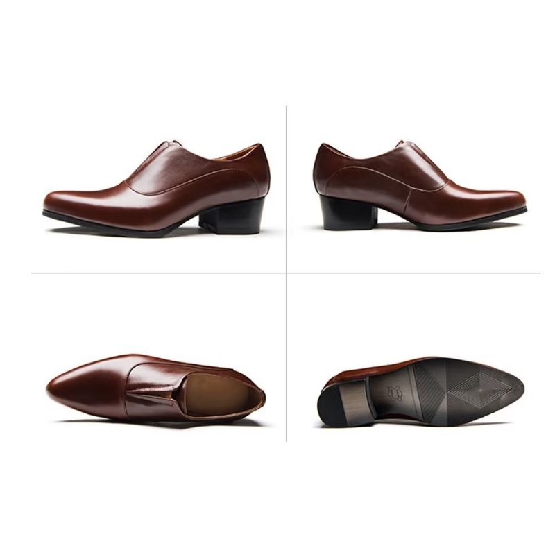 Ανδρικά Επίσημα Παπούτσια Με Ανάγλυφο Elegancelux Slip-on Φόρεμα - Καφές