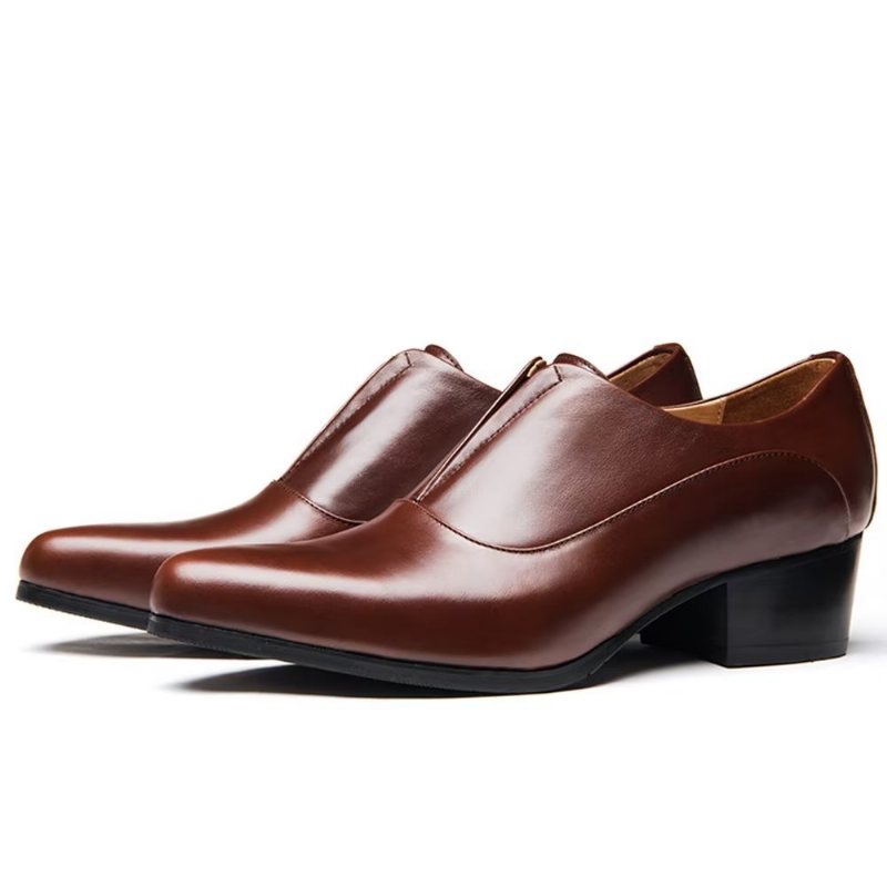 Ανδρικά Επίσημα Παπούτσια Με Ανάγλυφο Elegancelux Slip-on Φόρεμα - Καφές