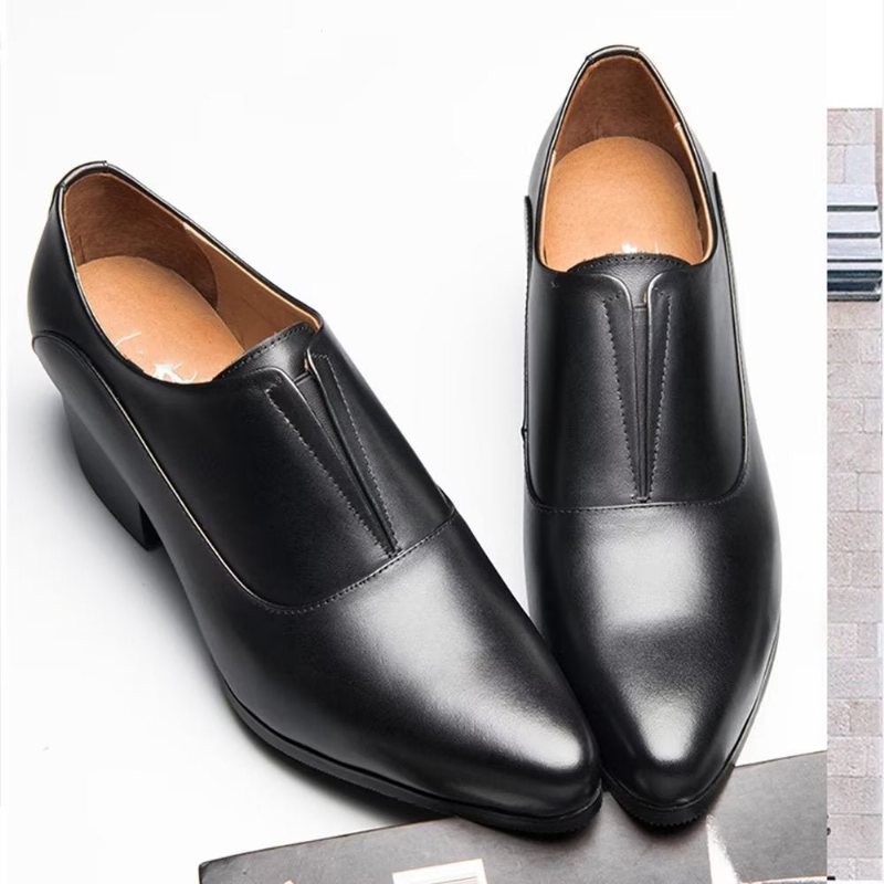 Ανδρικά Επίσημα Παπούτσια Με Ανάγλυφο Elegancelux Slip-on Φόρεμα - Μαύρο